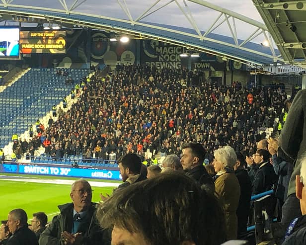 The Hatters fans at Huddersfield on Monday night