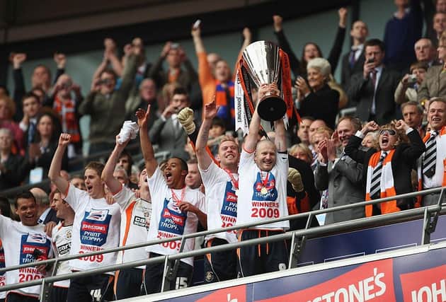 Luton Town lift the Johnstone's Paint Trophy back in April 2009