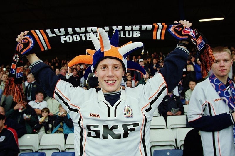 A Luton Town fan during the Nationwide League Division Three match against Rochdale played at Kenilworth Road in 2001. Rochdale won the match 1-0.