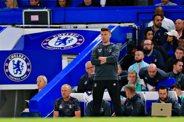 Town boss Rob Edwards looks on at Stamford Bridge - pic: Liam Smith