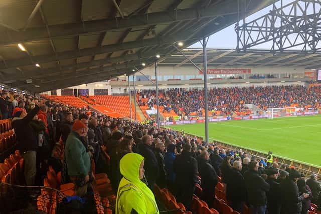 The Luton Town fans at Blackpool on Saturday