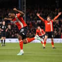Teden Mengi celebrates after putting the Hatters in front against Crystal Palace on Saturday - pic: Julian Finney/Getty Images