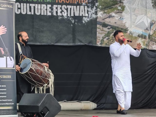 Pakistan Singer Asif Khan captivates the audience with his engaging performance at the Pakistan & Kashmir Culture Festival.