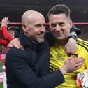 Tom Heaton with Manchester United boss Erik ten Hag - pic: Getty Images