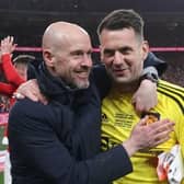 Tom Heaton with Manchester United boss Erik ten Hag - pic: Getty Images