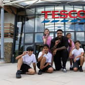 Kiss FM presenter Jordan Banjo with pupils at Luton's Hillborough Junior School,