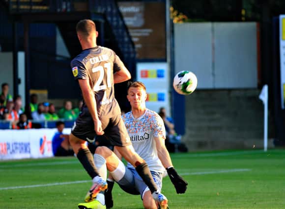 Matt Macey in action for Luton against Newport County this season