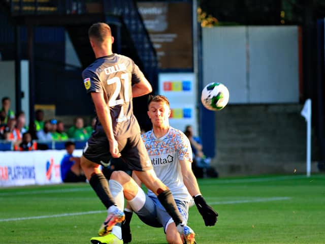 Matt Macey in action for Luton against Newport County this season