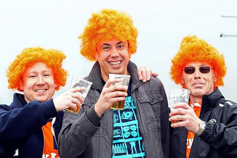 Luton Town fans ahead of the Skrill Conference Premier match between Luton Town and Braintree Town at Kenilworth Road on April 12, 2014.