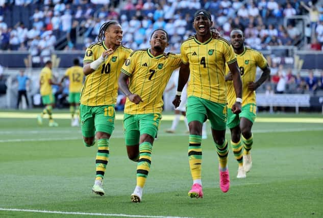 Amari'i Bell celebrates his first goal for Jamaica at the weekend - pic: Andy Lyons/Getty Images