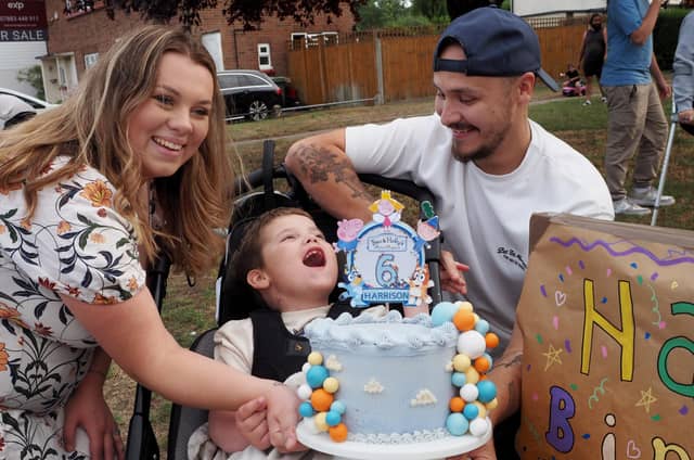 Harrison with one of his birthday cakes