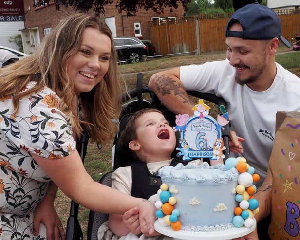 Harrison with one of his birthday cakes