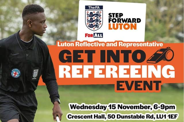 An opportunity for budding referees  to learn about the courses and bursaries offered by the FA to encourage more people from ethnic minorities to train for this aspect of the beautiful game