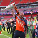 Henri Lansbury celebrates Luton's play-off victory over Coventry