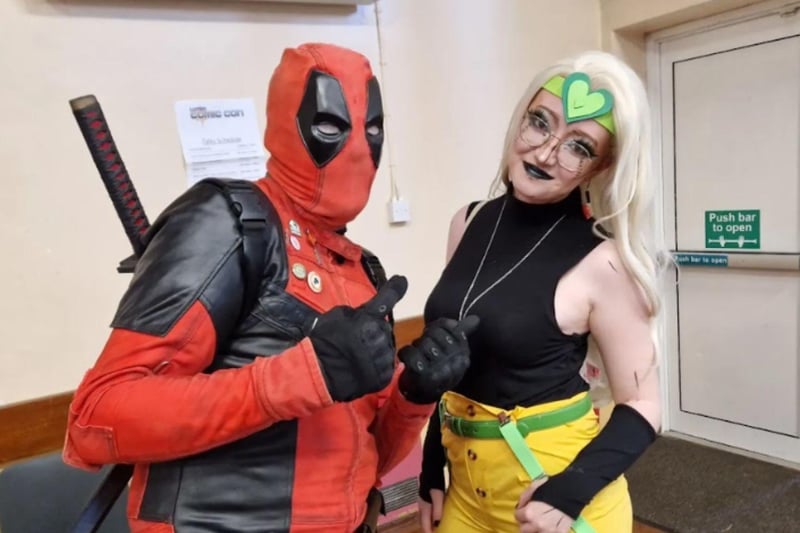 Luton Deadpool and a Dio Brando cosplayer from Jojo's Bizarre Adventure. This cosplayer said: "I've made what was a male character into a female character and used elements of his costume to make my costume. I sewed the top & the gloves & I crafted the headband"