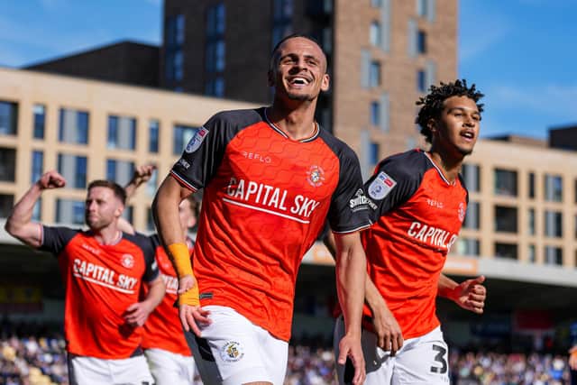 Ali Al-Hamadi celebrates scoring his first goal for the Hatters - pic: David Horn / PRiME Media Images