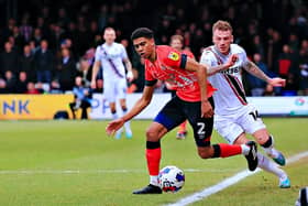 Cody Drameh on the ball for Luton at the weekend