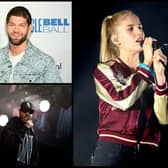 Nathan Dawe, AJ Tracey and London Grammar's Hannah Reid. Pictures: Getty Images