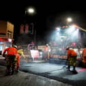 Workers resurfacing the roads in Dunstable. Picture: Tony Margiocchi
