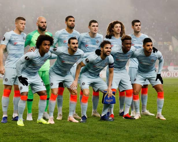 Ross Barkley lines up with Cesc Fabregas for Chelsea's Europa League group stage against Vidi in December 2018 - pic: Laszlo Szirtesi/Getty Images