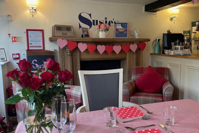 Susie's Team Room set for Sylvia and David's Valentine's Day Meal