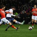 Tom Cannon goes for goal during Preston's 1-1 draw against Luton last season - pic: Clive Brunskill/Getty Images