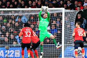 Jed Steer collects the ball during his time with the Hatters - pic: Liam Smith