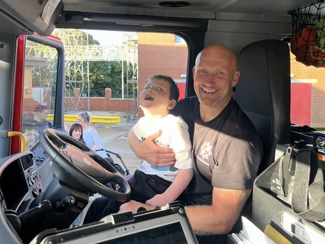 Firefighters at Harrisons birthday celebrations