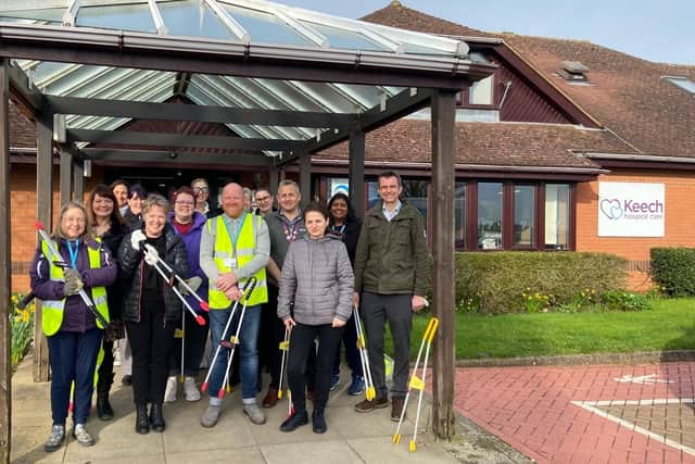 Keech Hospice Care staff and volunteers prepare for litter pick