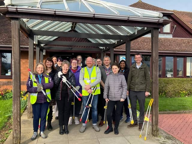 Keech Hospice Care staff and volunteers prepare for litter pick