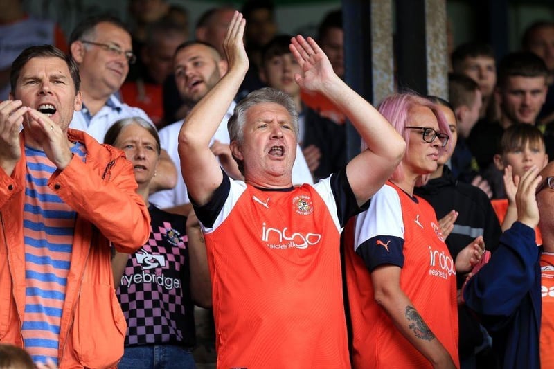 Luton Town fans during the Sky Bet Championship match between Luton Town and Huddersfield Town at Kenilworth Road on August 31, 2019.