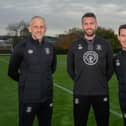 Luton boss Rob Edwards with new assistants Paul Trollope and Richie Kyle