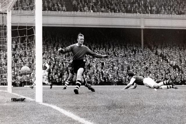 Luton fell short at Highbury yet again as keeper Ron Baynham (pictured) was unable to prevent Vic Groves from finding the net, as Cliff Holton was also on target for the Gunners.