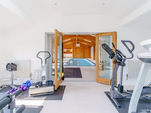Heading outside is the leisure complex with a gym and a sauna.