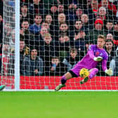 Thomas Kaminski denies Marcus Rashford during Luton's 1-0 defeat at Manchester United on Saturday - pic: Liam Smith