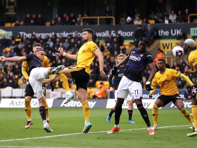 Carlton Morris scores his 10th of the season against Wolves on Saturday - pic: Michael Steele/Getty Images