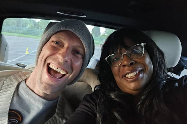 Saundra and Chris Martin as he gave her a lift to Stockwood Park
