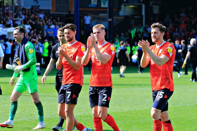 Luton's players applaud the Town supporters during what was a superb season