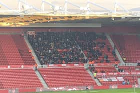 Luton's away end before kick-off at Middlesbrough on Saturday