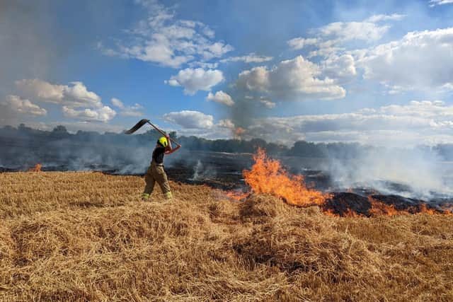 The field fire in Totternhoe. Image: Bedfordshire Fire and Rescue Service.