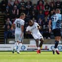 Kasey Palmer curls home a wonderful goal for Luton at Wycombe - pic: Andy Rowland / PRiME Media Images