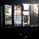 The inside of the damaged flat - picture Beds Fire and Rescue