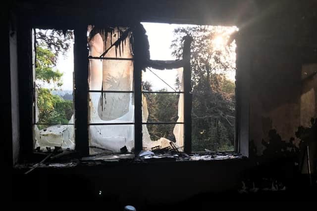 The inside of the damaged flat - picture Beds Fire and Rescue