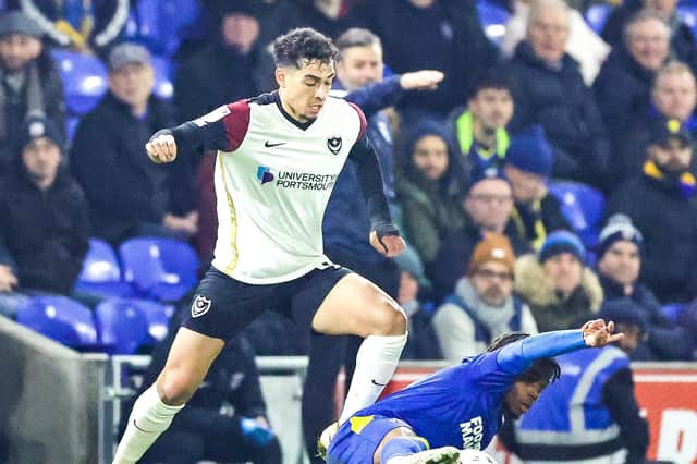 Tyler Walker made his Pompey debut against AFC Wimbledon.   Picture: Nigel Keene/ProSportsImages