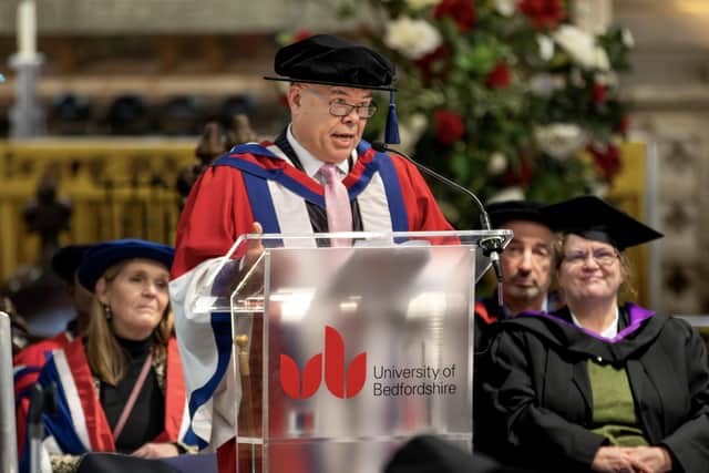Professor Sir Jonathan Van-Tam, receiving his honorary degree at the University of Bedfordshire