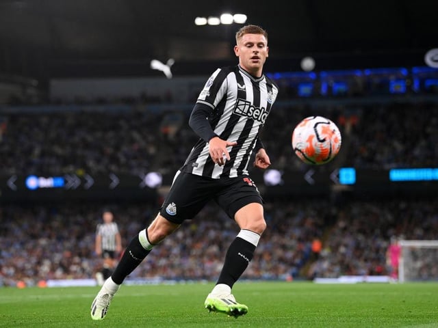 GK: Martin Dubravka, Mark Gillespie, Loris Karius, Nick Pope. DEF: Sven Botman, Dan Burn, Paul Dummett, Emil Krafth, Jamaal Lascelles, Matt Ritchie, Fabian Schar, Matt Targett, Kieran Trippier. MID: Miguel Almiron, Joelinton, Anthony Gordon, Bruno Guimaraes, Sean Longstaff, Javier Manquillo, Sandro Tonali, Joe Willock. FWD: Harvey Barnes (pictured), Alexander Isak, Jacob Murphy, Callum Wilson. U21s: Tino Livramento, Lewis Hall, Elliot Anderson.