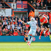 Jordan Clark wins a header against AFC Bournemouth on Saturday - pic: Liam Smith