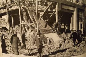 The Commer Cars factory after the V2 rocket attack in 1944