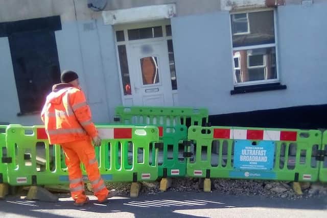 Picture: The CityFibre work on the road in Luton