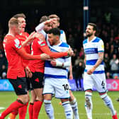 Luton's players surround QPR's Ilias Chair after he shoved Tom Lockyer to the ground at half time during last season's 2-1 defeat
